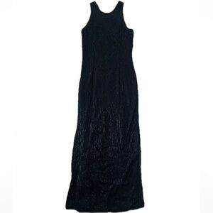 Vintage Handed Beaded Black Gown